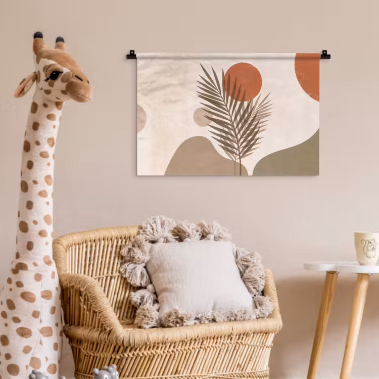 Planten - Bladeren - Abstract - Modern - Beige Wandkleed katoen klein -wsfeer5_kind