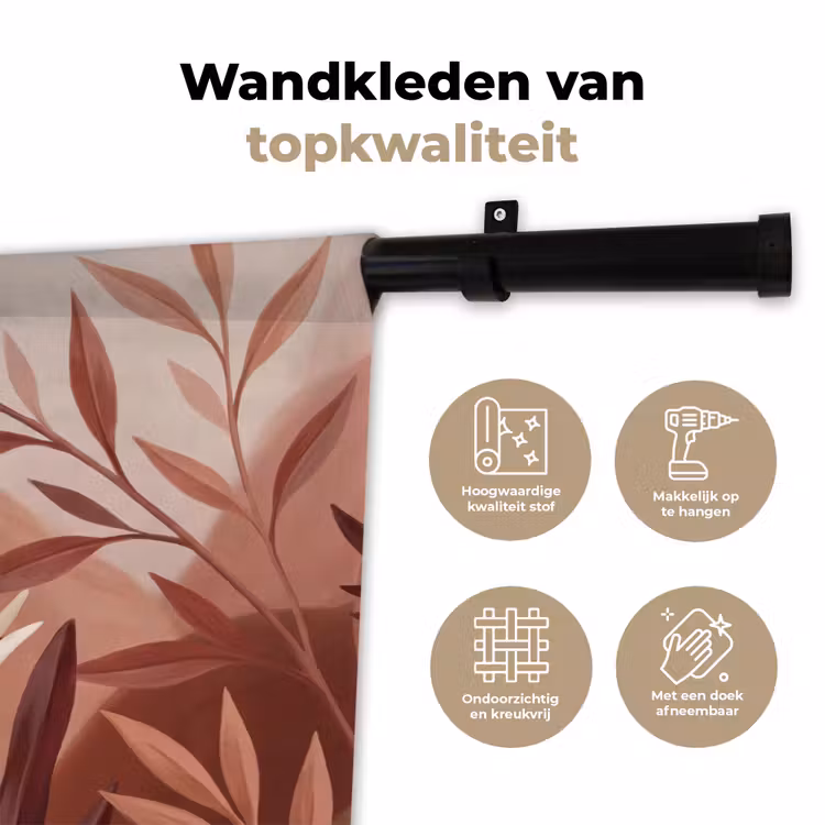Planten - Bladeren - Botanisch - Modern - Bruin Wandkleed katoen klein -sfeer2