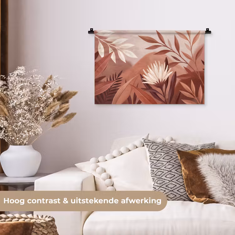 Planten - Bladeren - Botanisch - Modern - Bruin Wandkleed katoen klein -sfeer1