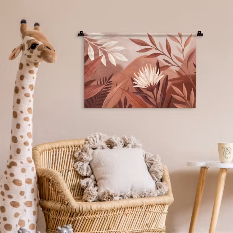 Planten - Bladeren - Botanisch - Modern - Bruin Wandkleed katoen klein -wsfeer5_kind