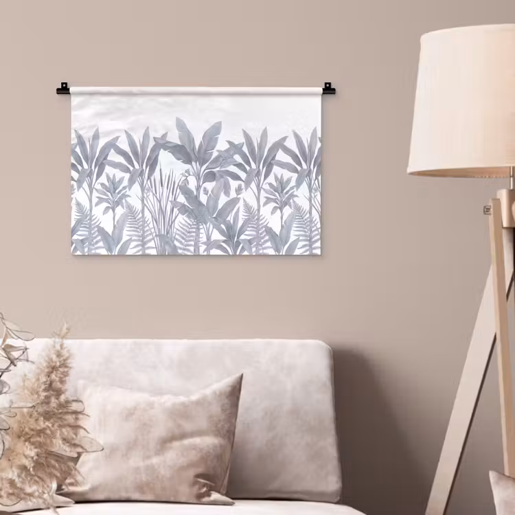 Planten - Bladeren - Natuur - Grijs Wandkleed katoen klein -sfeer4