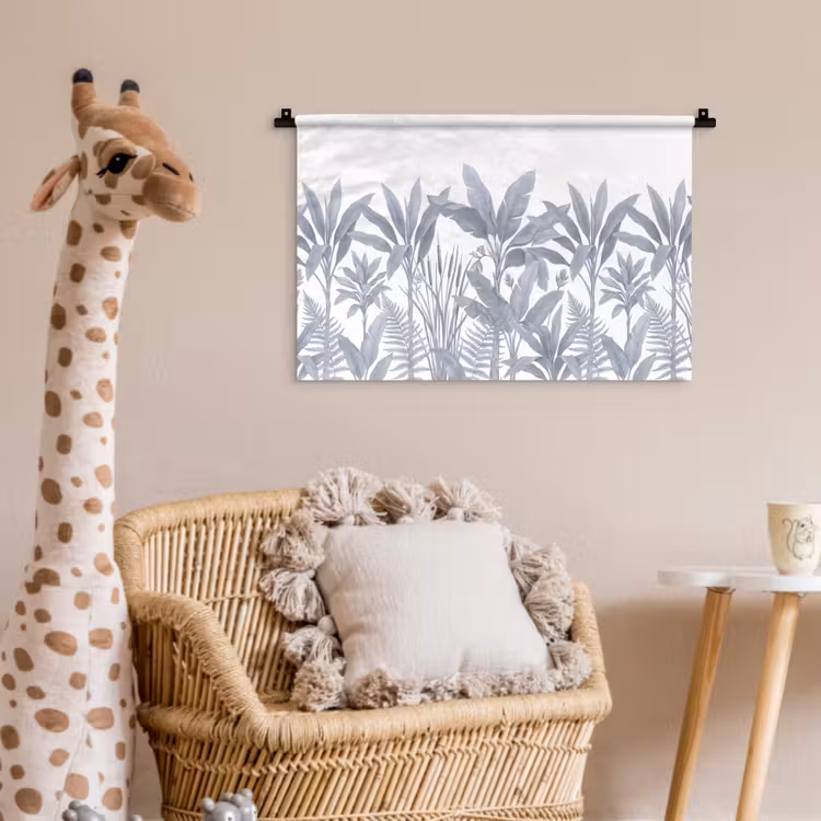 Planten - Bladeren - Natuur - Grijs Wandkleed katoen klein -wsfeer5_kind