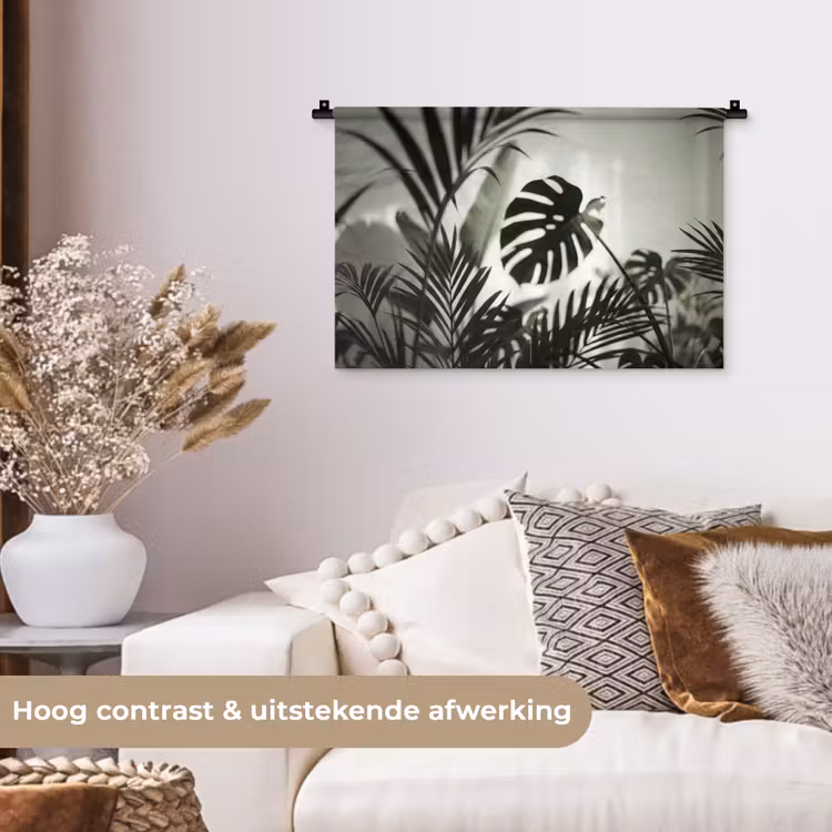 Planten - Bladeren - Natuur - Minimalistisch - Groen Wandkleed katoen klein -sfeer1