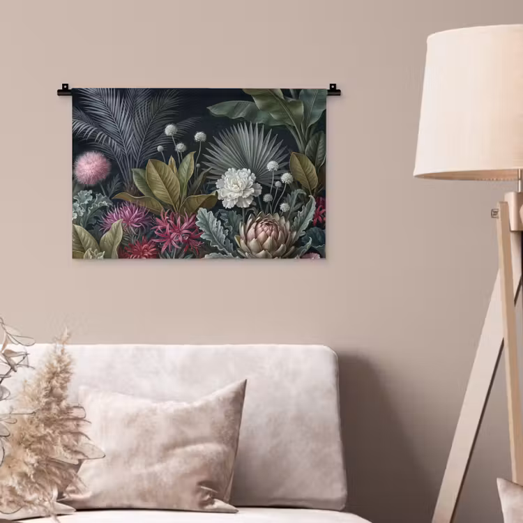 Planten - Tropisch - Botanisch - Donker - Groen Wandkleed katoen klein -sfeer4