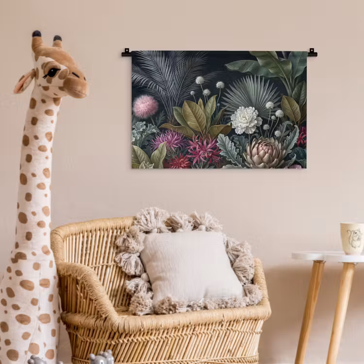 Planten - Tropisch - Botanisch - Donker - Groen Wandkleed katoen klein -wsfeer5_kind