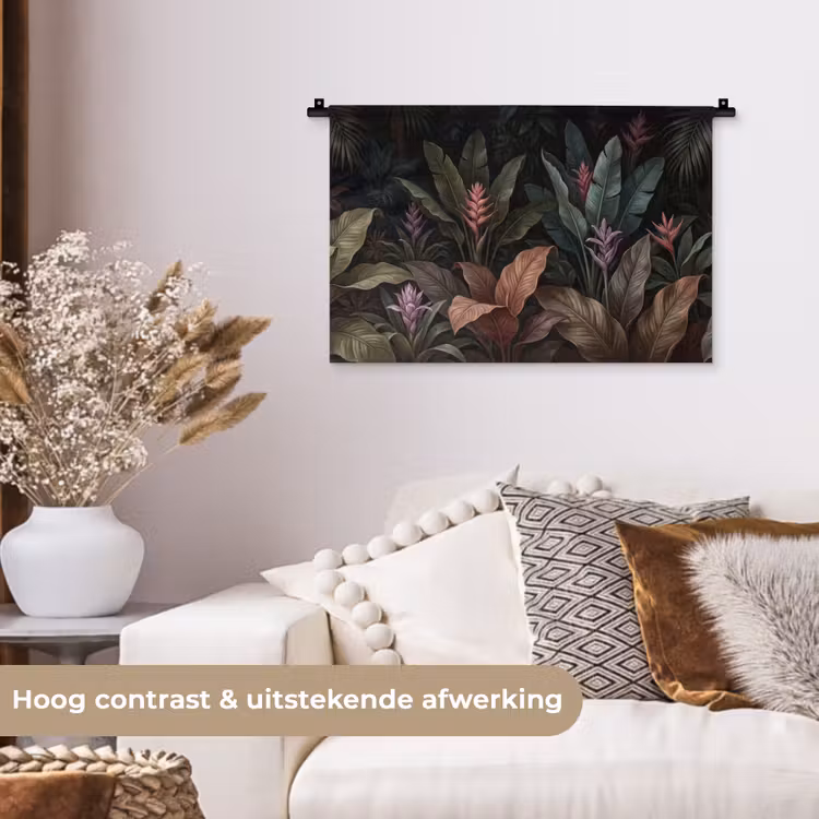 Planten - Tropisch - Jungle - Donker - Natuur Wandkleed katoen klein -sfeer1
