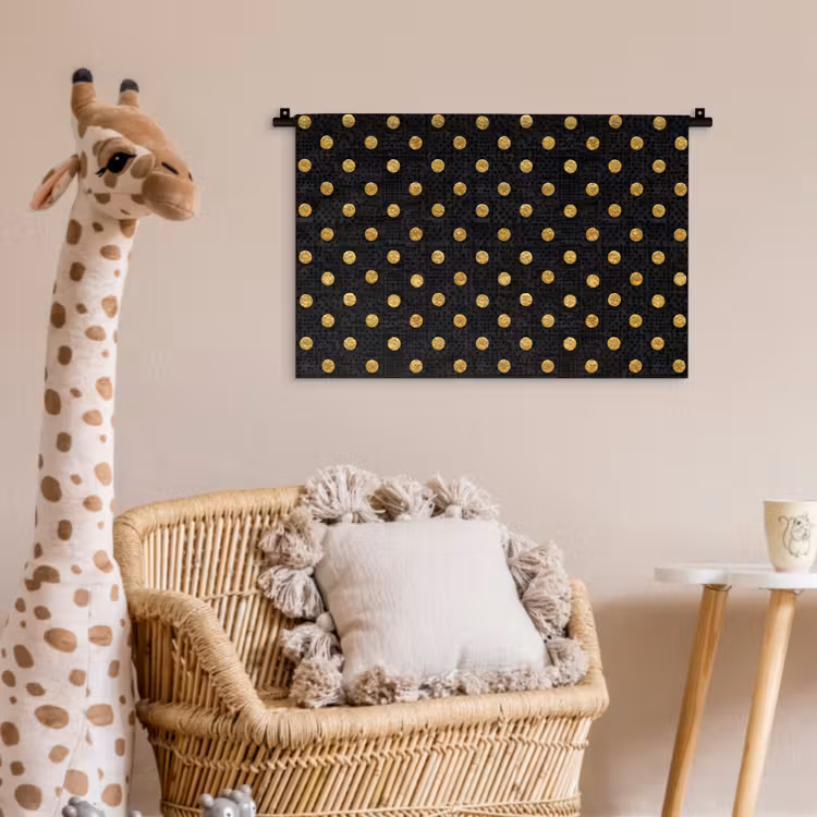 Polka Dot - Stippen - Goud - Zwart Wandkleed katoen klein 269 -wsfeer5_kind