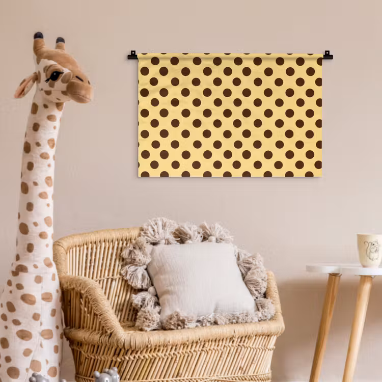 Polka Dot - Stippen - Retro - Geel - Bruin Wandkleed katoen klein 269 -wsfeer5_kind