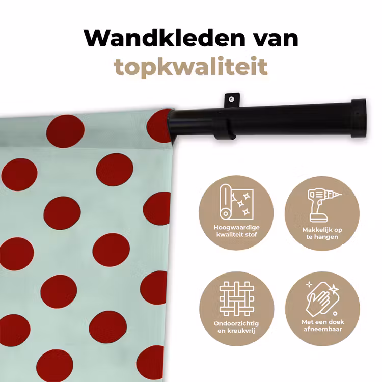 Polka - Dots - Rood Wandkleed katoen klein 269 -sfeer2