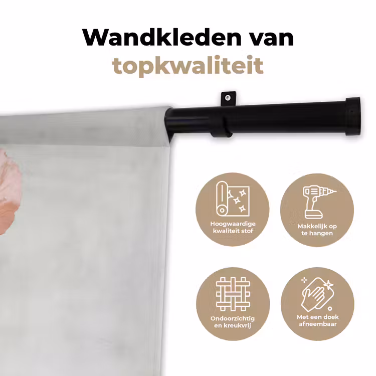 Papavers - Botanisch - Roze Wandkleed katoen klein -sfeer2