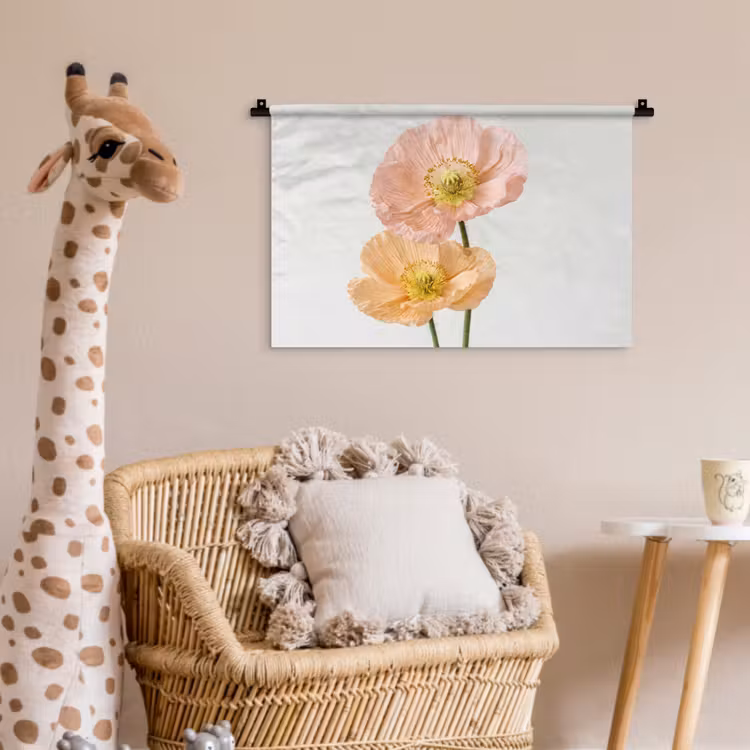 Papavers - Botanisch - Roze Wandkleed katoen klein -wsfeer5_kind