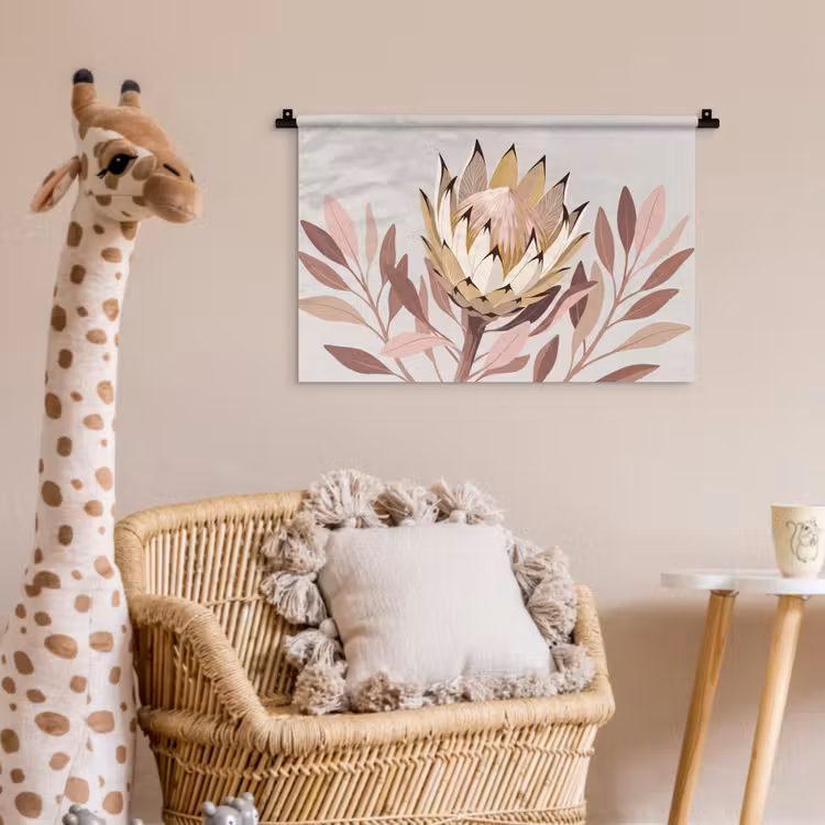 Protea - Bloem - Botanisch - Beige Wandkleed katoen klein -wsfeer5_kind