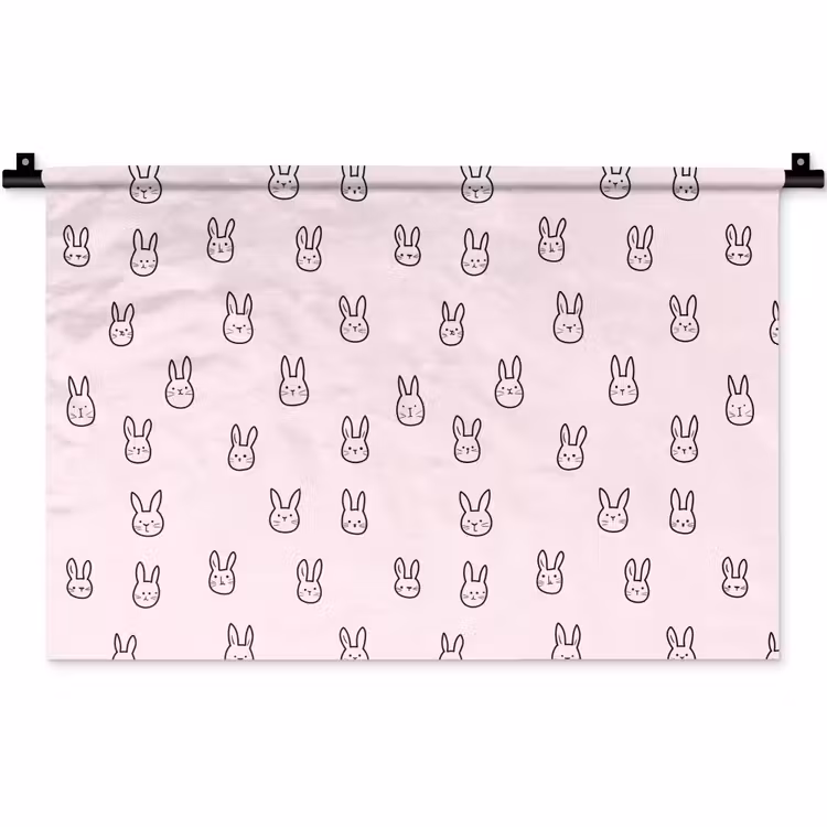 Konijnen - Minimalistisch - Roze Wandkleed katoen klein 269 -zz3d