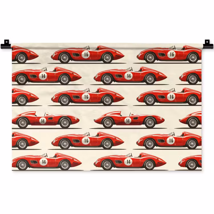 Raceauto - Retro - Rood Wandkleed katoen klein 269 -zz3d