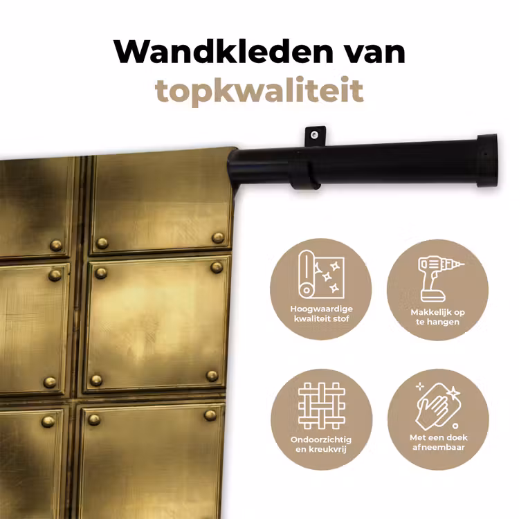 Platen - Industrieel - Stoer - Goud Wandkleed katoen klein 269 -sfeer2