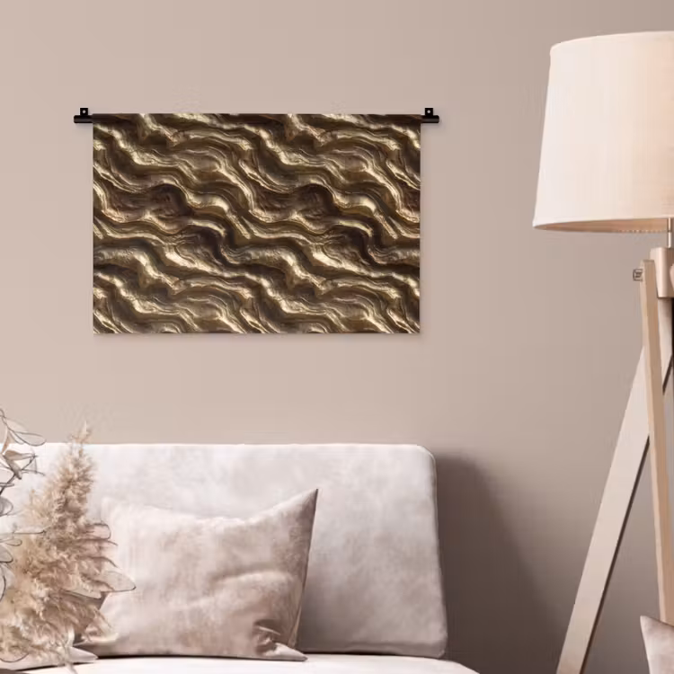 Reliëf - Golven - Abstract - Bronsgoud Wandkleed katoen klein 269 -sfeer4