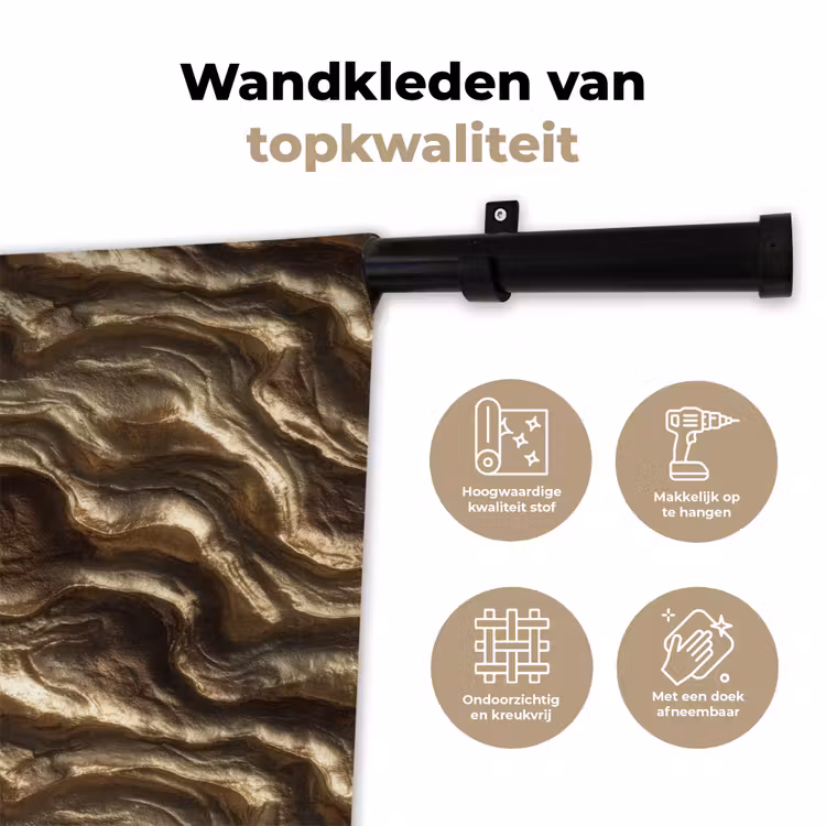 Reliëf - Golven - Abstract - Bronsgoud Wandkleed katoen klein 269 -sfeer2