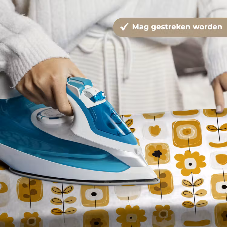 Retro - Abstract - Bloemen - Okergeel Wandkleed katoen klein 269 -sfeer9
