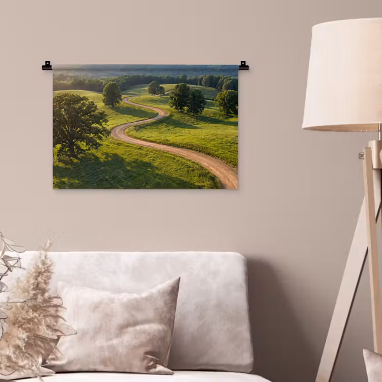 Weg - Weide - Natuur - Groen Wandkleed katoen klein -sfeer4