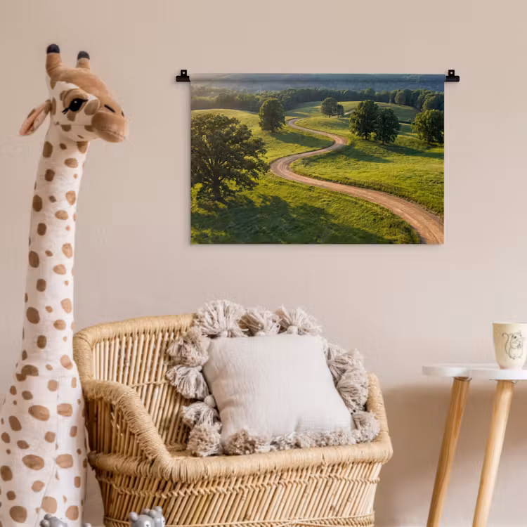 Weg - Weide - Natuur - Groen Wandkleed katoen klein -wsfeer5_kind