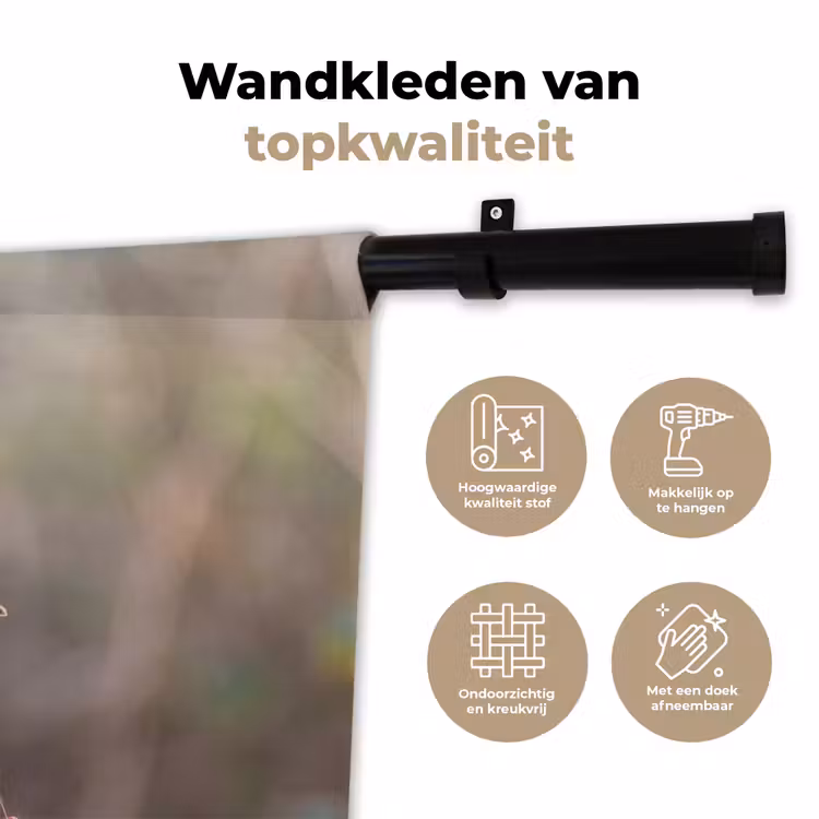 Roodborst - Tak - Bessen - Natuur Wandkleed katoen klein -sfeer2