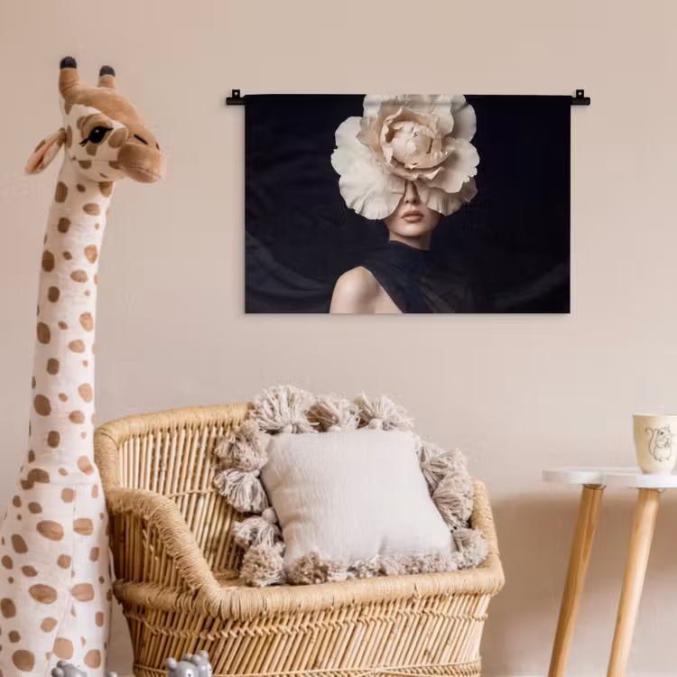 Roos - Tijdloos - Zwart Wandkleed katoen klein -wsfeer5_kind