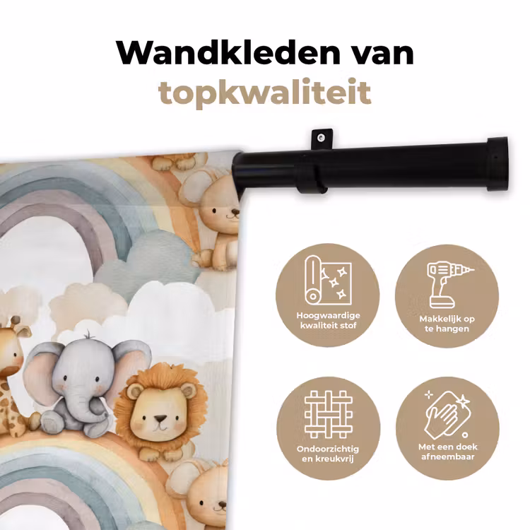 Safari - Regenboog - Kleurrijk Wandkleed katoen klein 269 -sfeer2