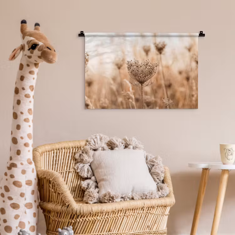 Schermbloem - Droogbloem - Winter - Beige - Minimalistisch Wandkleed katoen klein -wsfeer5_kind