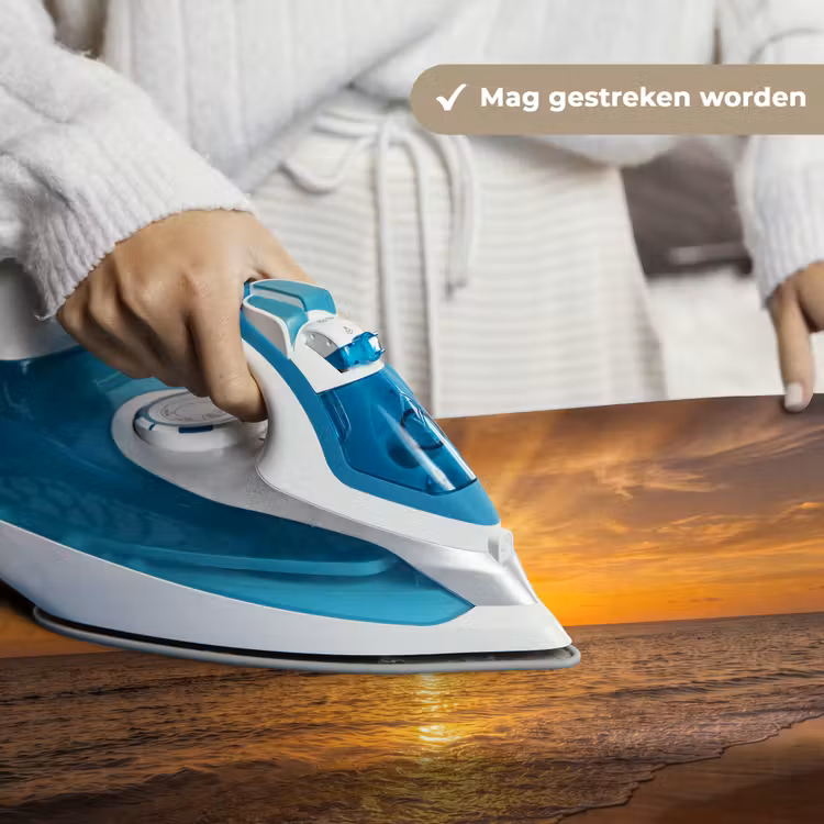Zee - Zonsondergang - Golven - Kust - Oranje Wandkleed katoen klein -sfeer9