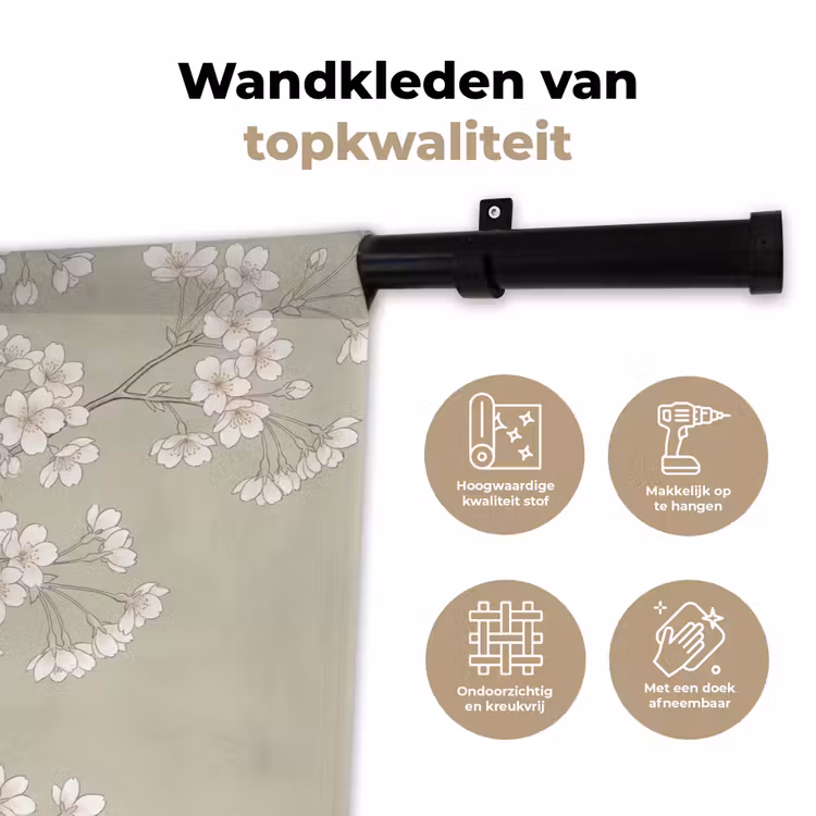 Sereen - Bloesem - Wit Wandkleed katoen klein -sfeer2