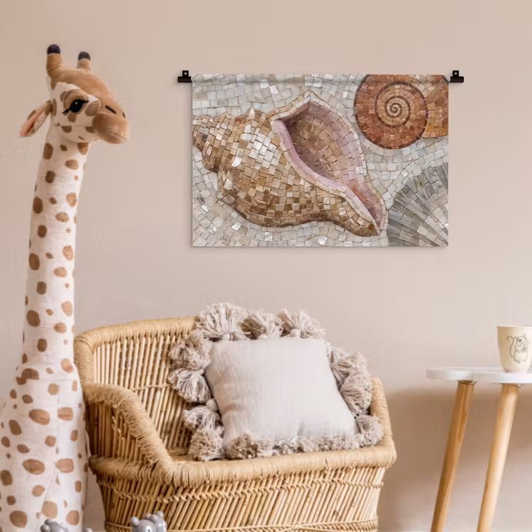Schelp - Mozaïek - Zee - Beige - Modern Wandkleed katoen klein -wsfeer5_kind