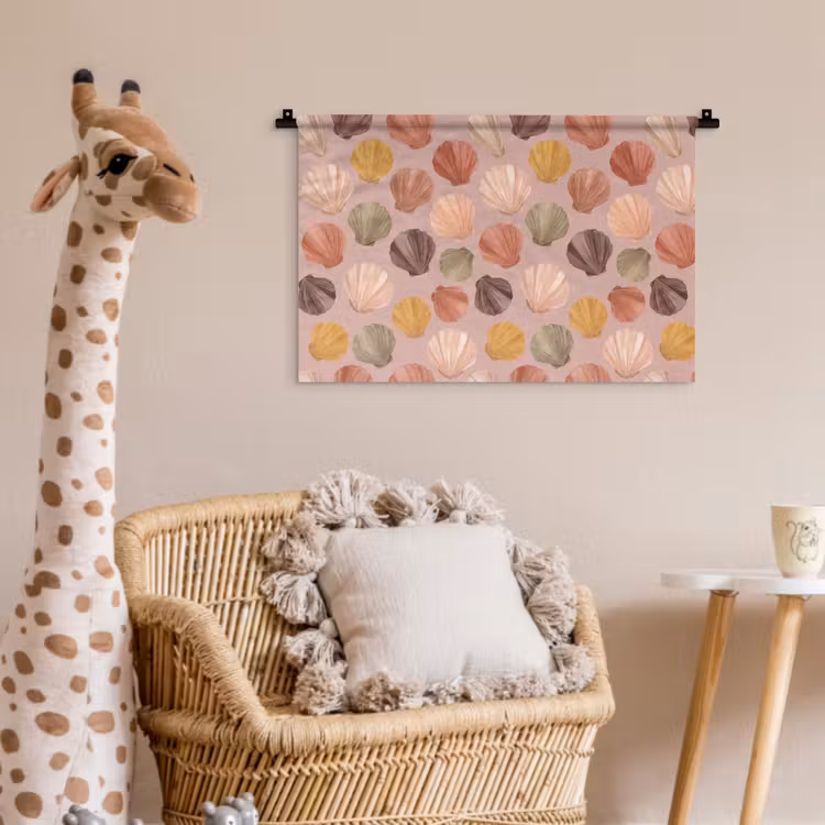 Schelp - Patroon - Zee - Aquarel - Aardetinten Wandkleed katoen klein -wsfeer5_kind