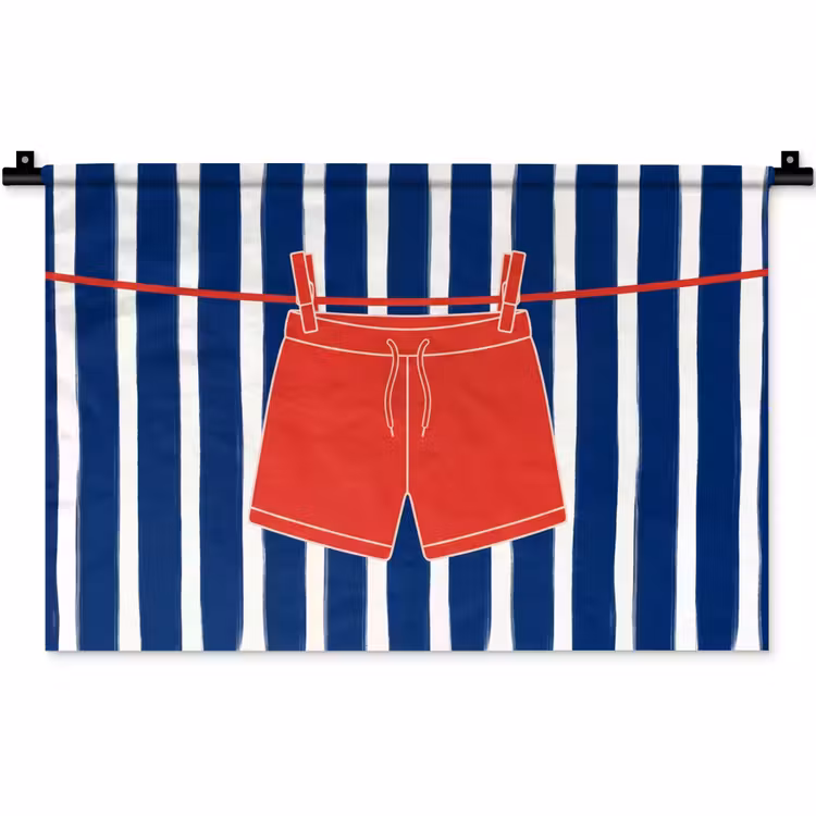 Shorts - Waslijn - Zomer - Illustratie - Rood Wandkleed katoen klein -zz3d