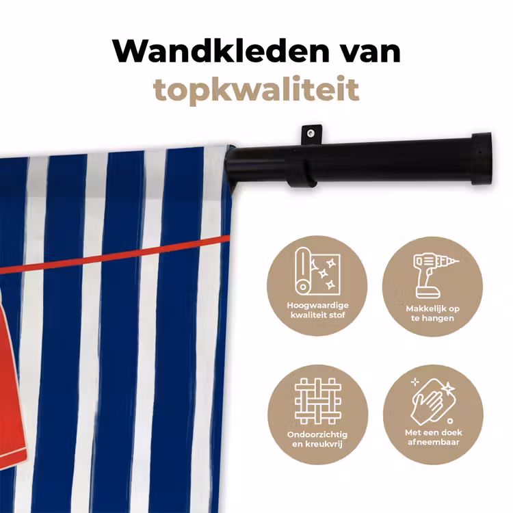 Shorts - Waslijn - Zomer - Illustratie - Rood Wandkleed katoen klein -sfeer2