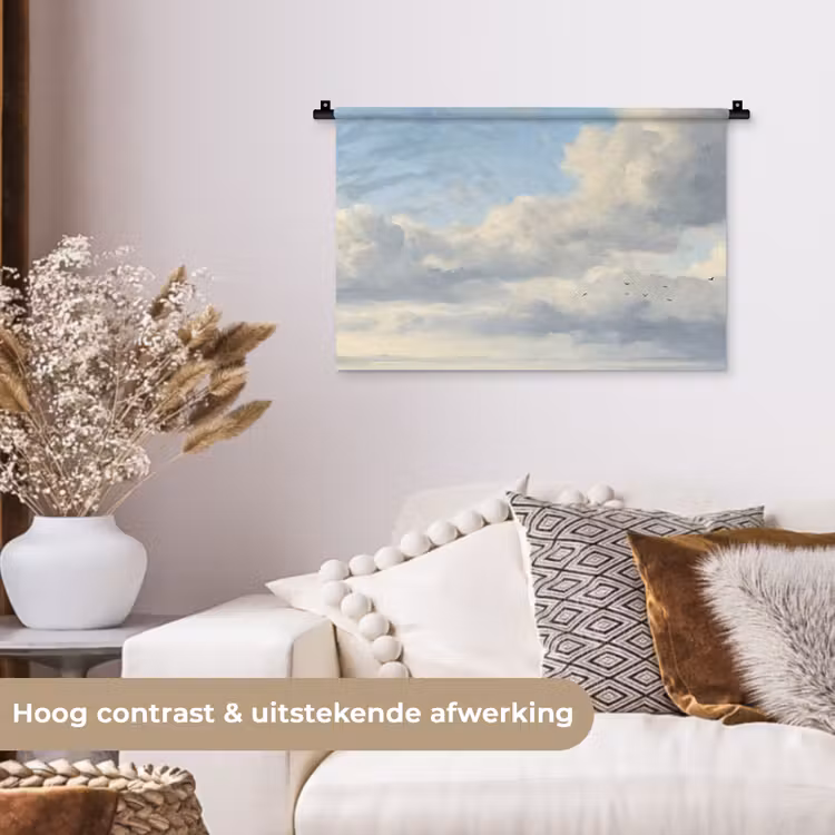 Lucht - Wolken - Natuur - Klassiek - Blauw Wandkleed katoen klein -sfeer1