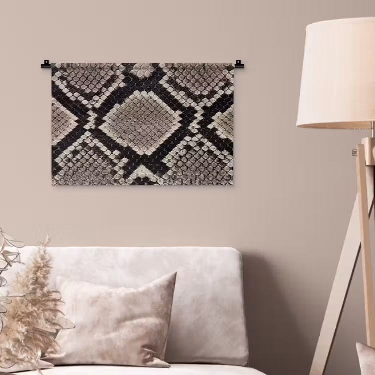 Slangenleer - Patroon - Beige Wandkleed katoen klein -sfeer4