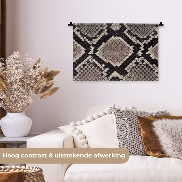 Slangenleer - Patroon - Beige Wandkleed katoen klein -sfeer1