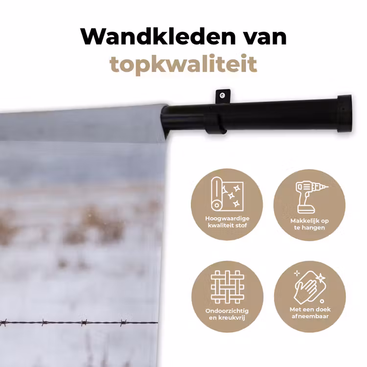 Sneeuwuil - Hek - Sneeuw - Wit Wandkleed katoen klein -sfeer2