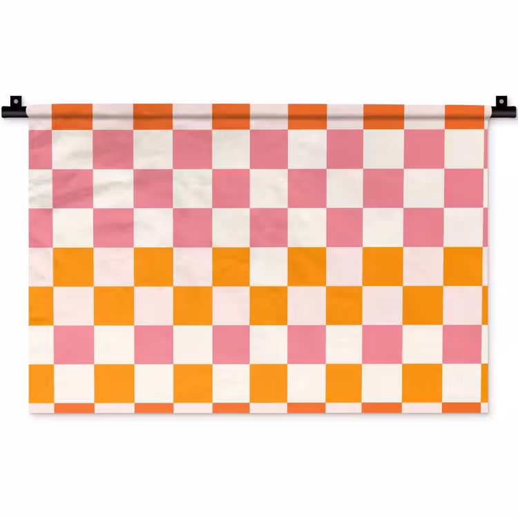 Vierkant - Patroon - Oranje Wandkleed katoen klein 269 -zz3d