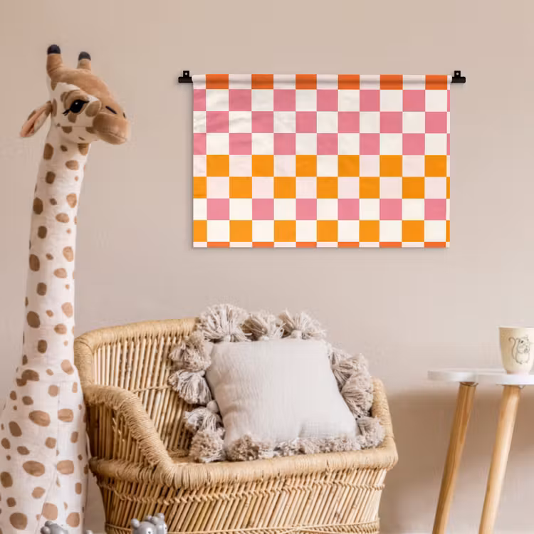 Vierkant - Patroon - Oranje Wandkleed katoen klein 269 -wsfeer5_kind