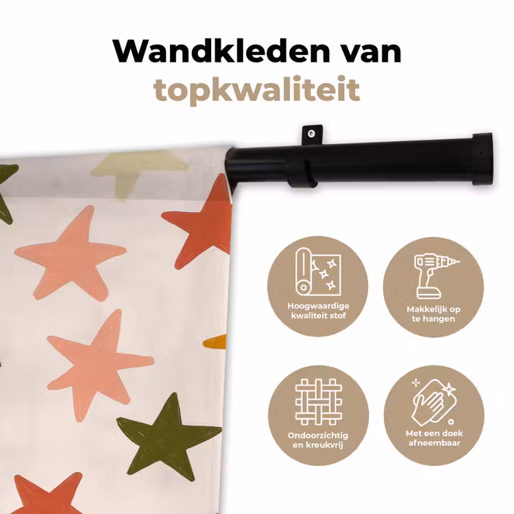 Sterren - Patroon - Kleurrijk Wandkleed katoen klein 269 -sfeer2