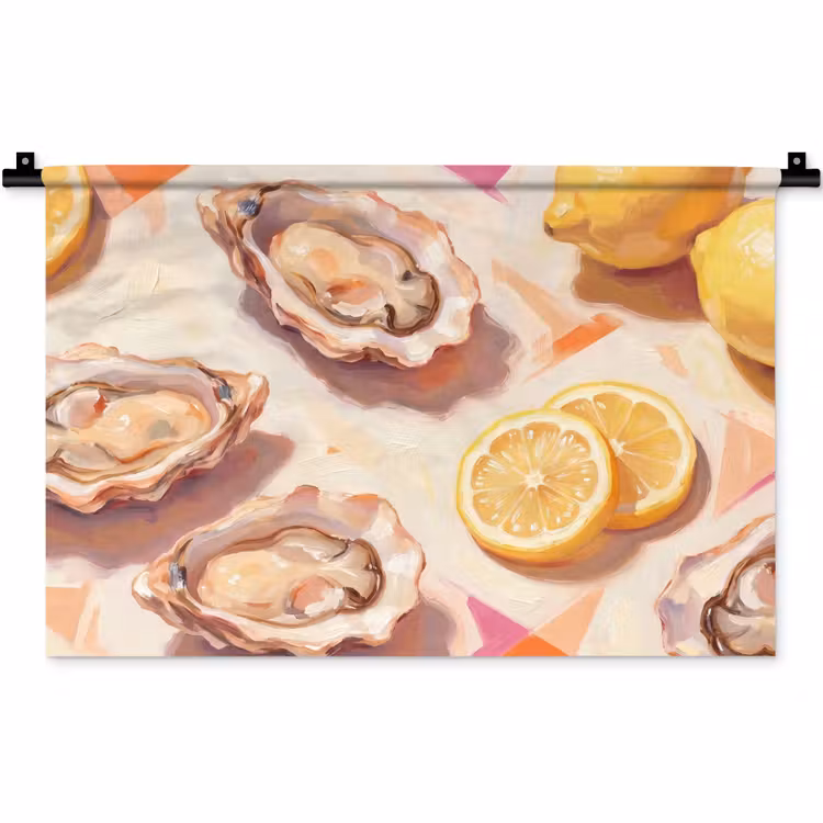 Stilleven - Citroenen - Oesters - Abstract - Oranje Wandkleed katoen klein -zz3d