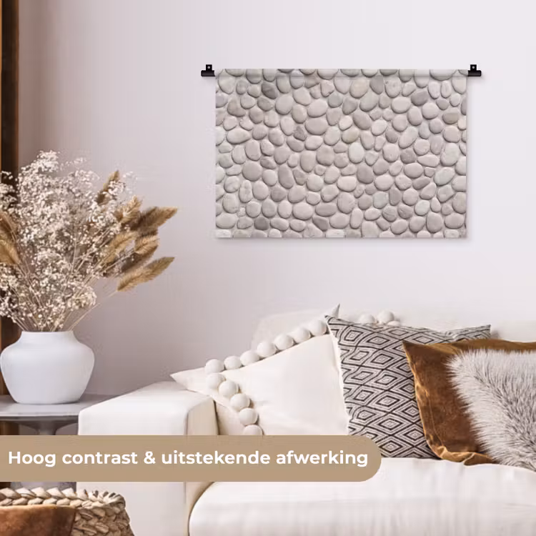 Steen - Kiezel - Natuur - Minimalistisch - Beige Wandkleed katoen klein -sfeer1