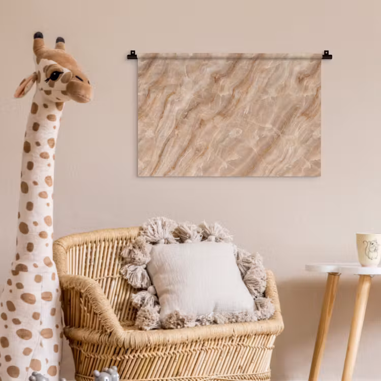 Steen - Ader - Natuur - Modern - Beige Wandkleed katoen klein -wsfeer5_kind