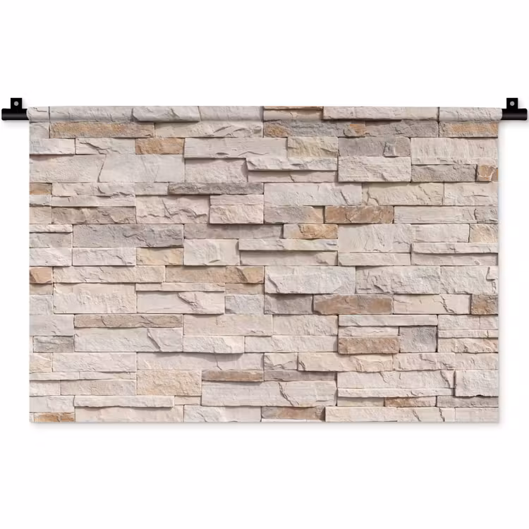 Steen - Muur - Textuur - Rustiek - Beige Wandkleed katoen klein -zz3d