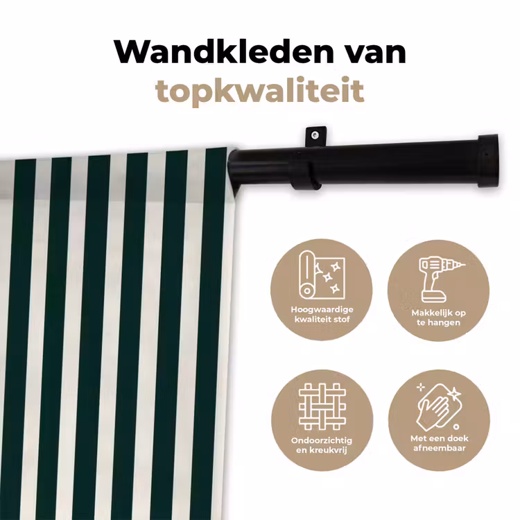 Strepen - Klassiek - Groen Wandkleed katoen klein 269 -sfeer2