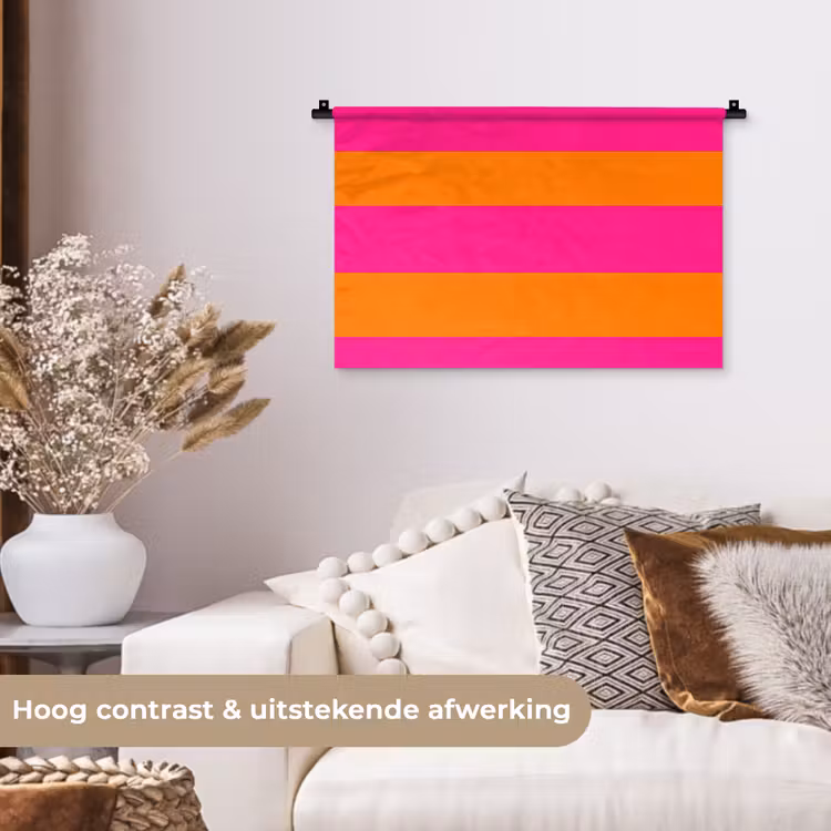 Strepen - Horizontaal - Roze Wandkleed katoen klein 269 -sfeer1