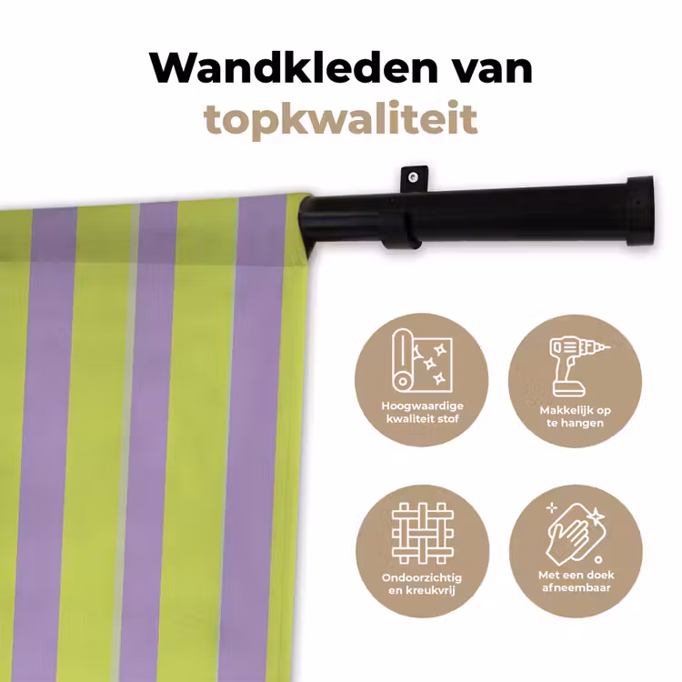 Strepen - Patroon - Groen Wandkleed katoen klein 269 -sfeer2