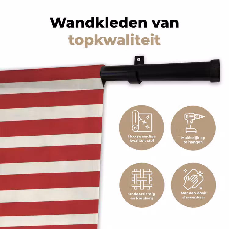 Strepen - Patroon - Rood Wandkleed katoen klein 269 -sfeer2