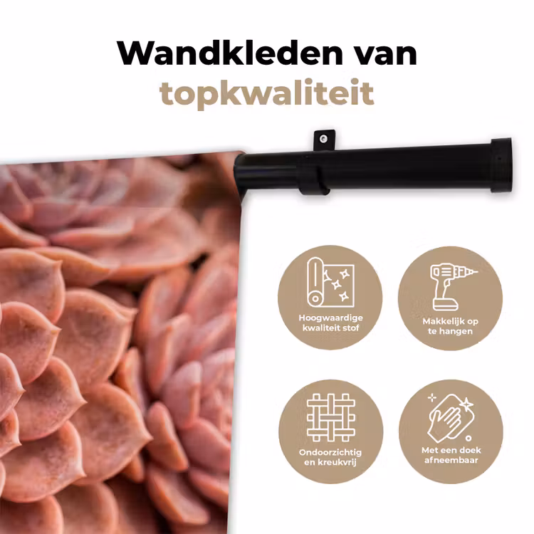 Vetplant - Organisch - Roze Wandkleed katoen klein -sfeer2